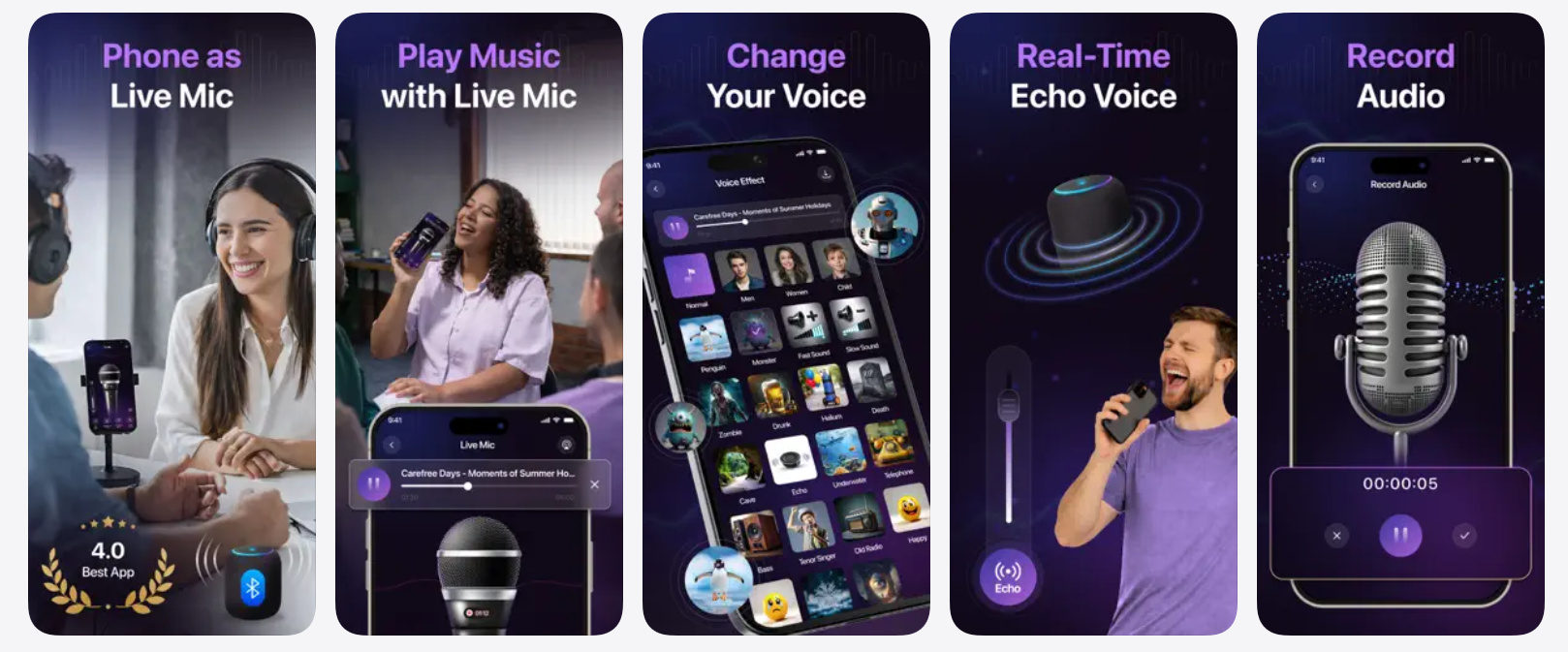Mic to Speaker – Megaphone app screenshots