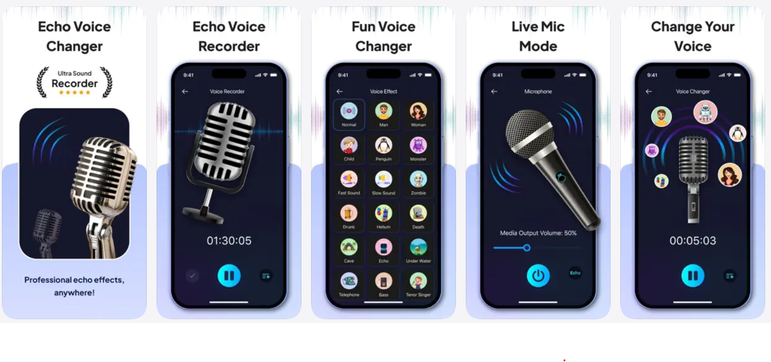 Echo Voice Changer & Recorder app screenshots